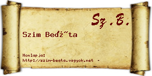 Szim Beáta névjegykártya